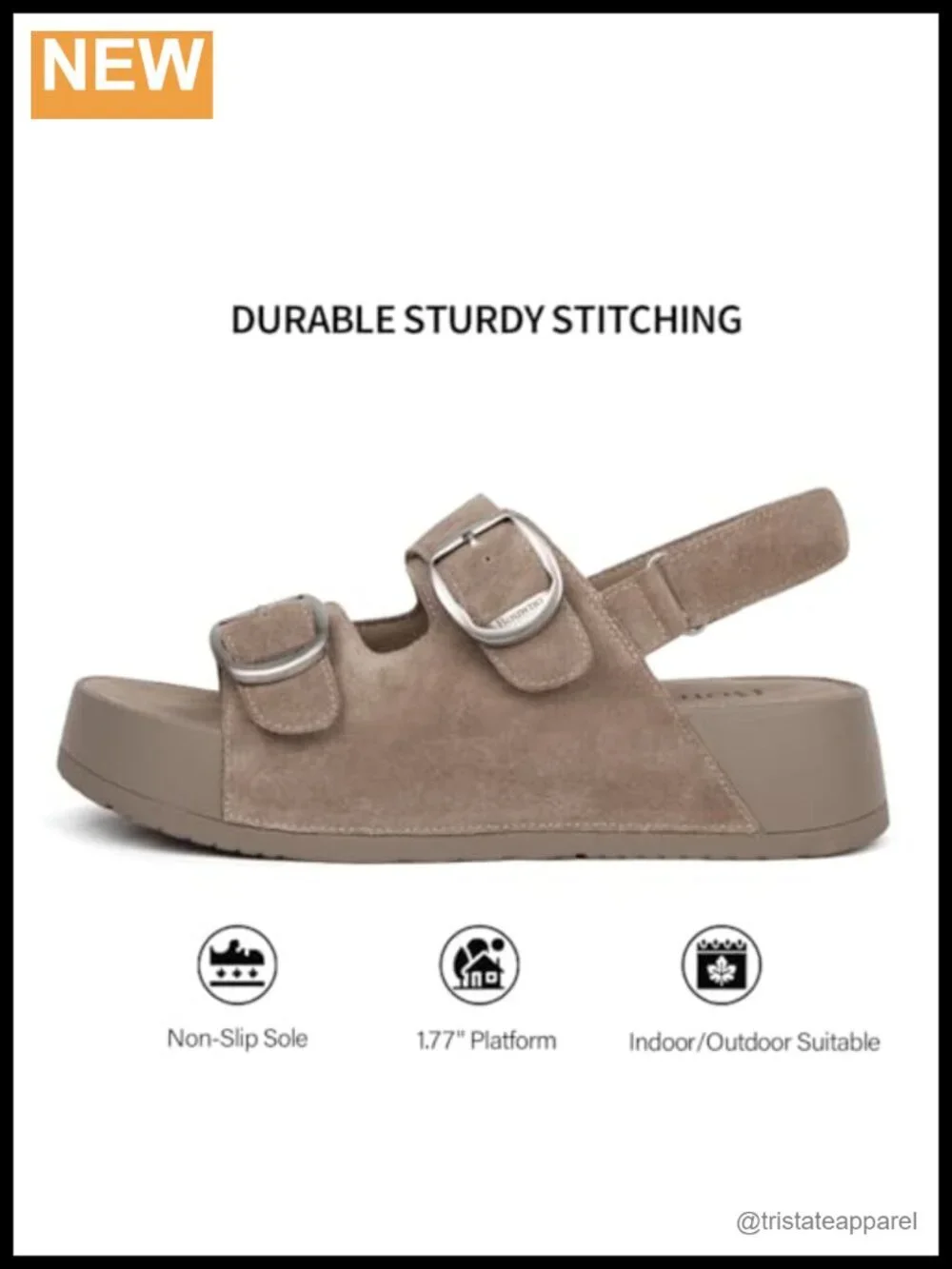 Genuine Leather Platform Sandals Slip-On Open Toe Buckle Casual Beach